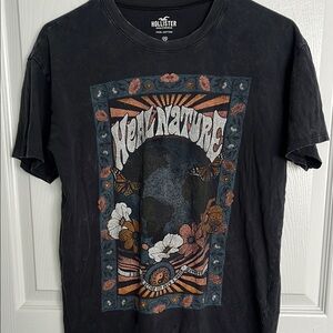 Hollister Black Short Sleeve Tee with Vintage Graphic